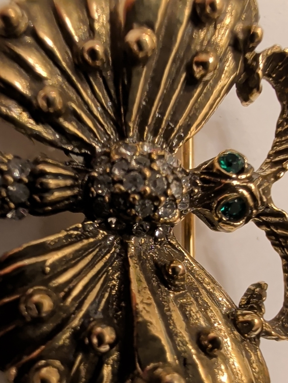 Gold and Silver Butterfly Brooch with Crystal Details - Picture 6 of 7